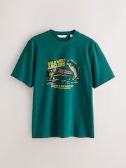 Black/Stone/Green Regular Fit Graphic Print T-Shirts 3 Pack - Image 6 of 15