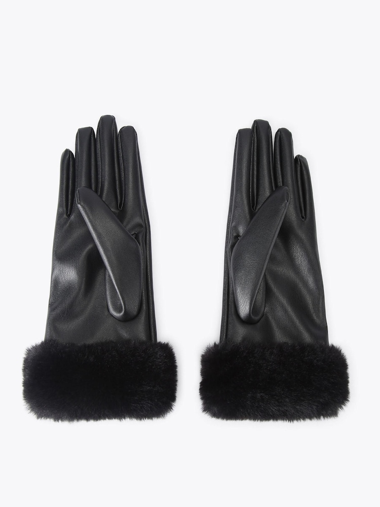 Carvela Black Fur Gloves - Image 2 of 3 Carvela Black Fur Gloves - Image 2 of 3
