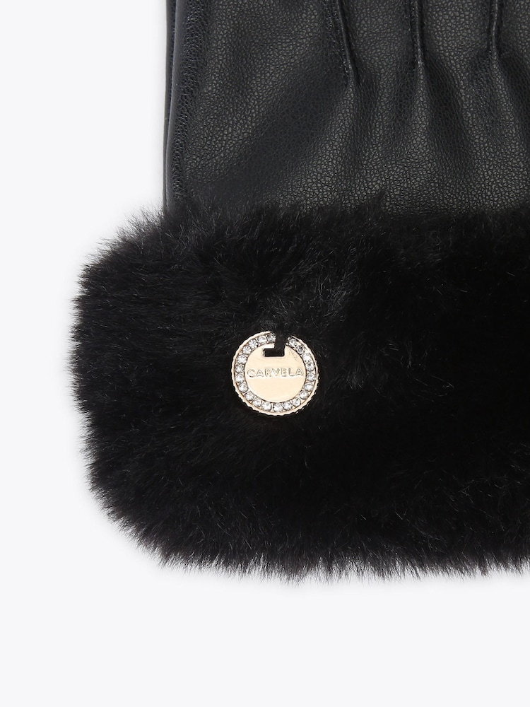 Carvela Black Fur Gloves - Image 3 of 3 Carvela Black Fur Gloves - Image 3 of 3