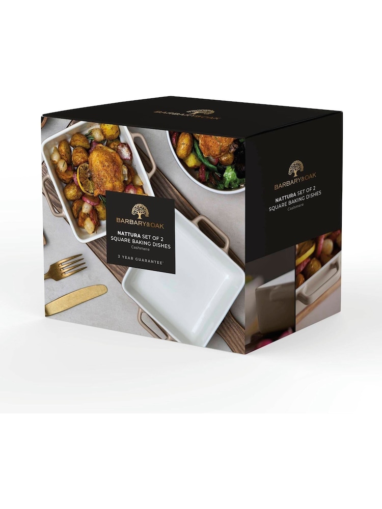 Barbary and Oak Set of 2 Cashmere Nattura Square Baking Dishes - Image 9 of 9