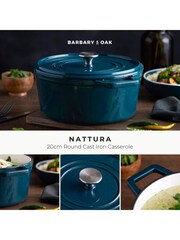 Barbary and Oak Teal Nattura Cast Iron Casserole 2.2L Cooking Pot - Image 2 of 9