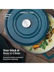 Barbary and Oak Teal Nattura Cast Iron Casserole 2.2L Cooking Pot - Image 4 of 9