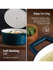 Barbary and Oak Teal Nattura Cast Iron Casserole 2.2L Cooking Pot - Image 5 of 9