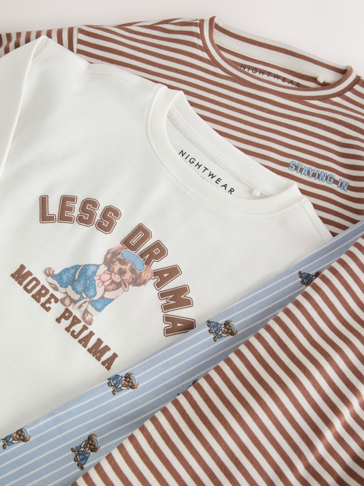 Blue/Brown Jogger Pyjamas 3 Pack (3-16yrs) - Image 9 of 9