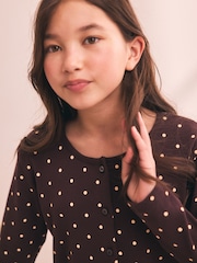 Chocoloate Spot Cardigan Wide Leg Pyjamas 1 Pack (3-16yrs) - Image 4 of 9
