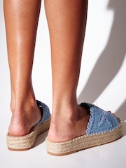 South Beach Blue Flower Embroidered Platform Espadrille Sandals - Image 2 of 5
