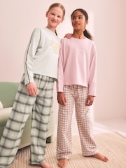 Green/Pink Woven Wide Leg Pyjamas 2 Pack (3-16yrs) - Image 1 of 12