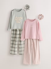 Green/Pink Woven Wide Leg Pyjamas 2 Pack (3-16yrs) - Image 2 of 12