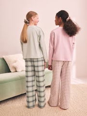 Green/Pink Woven Wide Leg Pyjamas 2 Pack (3-16yrs) - Image 4 of 12