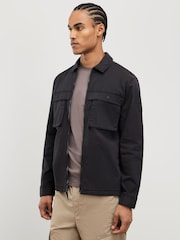 River Island Black Regular Fit Paper Touch Overshirt - Image 1 of 4
