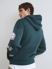 River Island Green Oversized Monde Appliqué Hoodie - Image 2 of 4