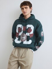 River Island Green Oversized Monde Appliqué Hoodie - Image 3 of 4
