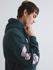 River Island Green Oversized Monde Appliqué Hoodie - Image 4 of 4