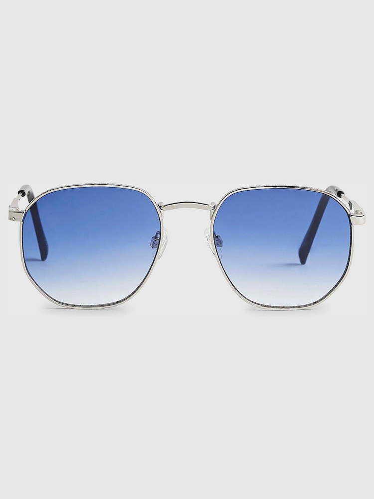 River Island Hexagonal Blue Lens Sunglasses - صورة 1 من 3 River Island Hexagonal Blue Lens Sunglasses - صورة 1 من 3