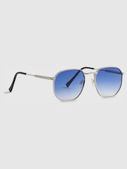 River Island Hexagonal Blue Lens Sunglasses - صورة 2 من 3
