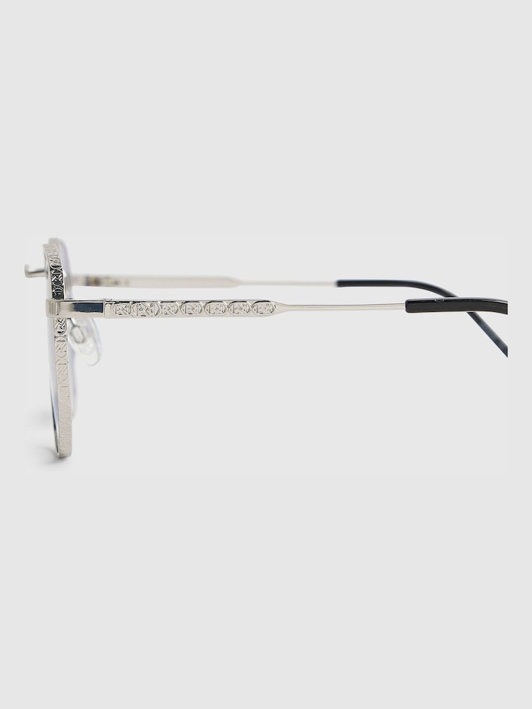 River Island Hexagonal Blue Lens Sunglasses - صورة 3 من 3 River Island Hexagonal Blue Lens Sunglasses - صورة 3 من 3