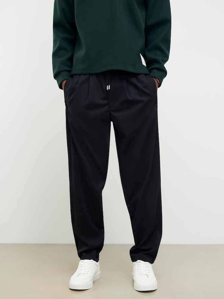 River Island Black Straight Leg Elasticated Waist Trousers - Image 1 of 4