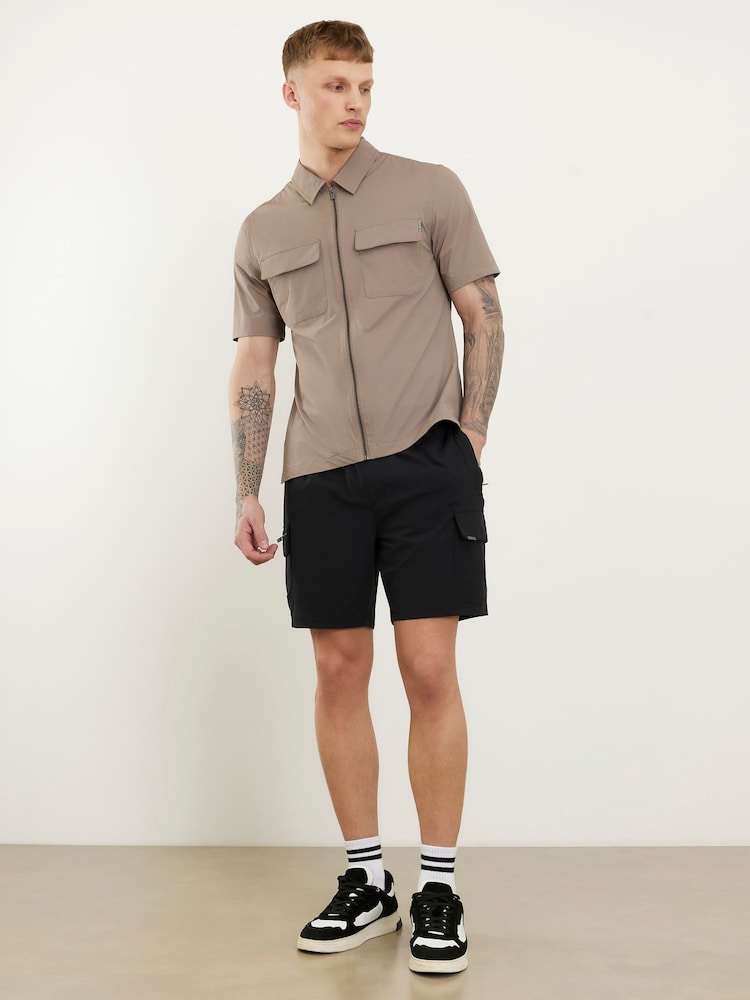 River Island Black Skinny Stretch Cargo Shorts - Image 1 of 4 River Island Black Skinny Stretch Cargo Shorts - Image 1 of 4
