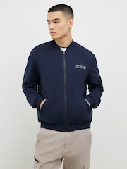 River Island Blue Neoprene Bomber Jacket - Image 1 of 4