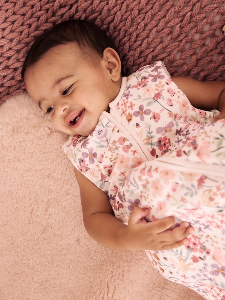 Pink Floral 2.5 Tog Removable Sleeve Baby Sleep Bag - Image 4 of 4
