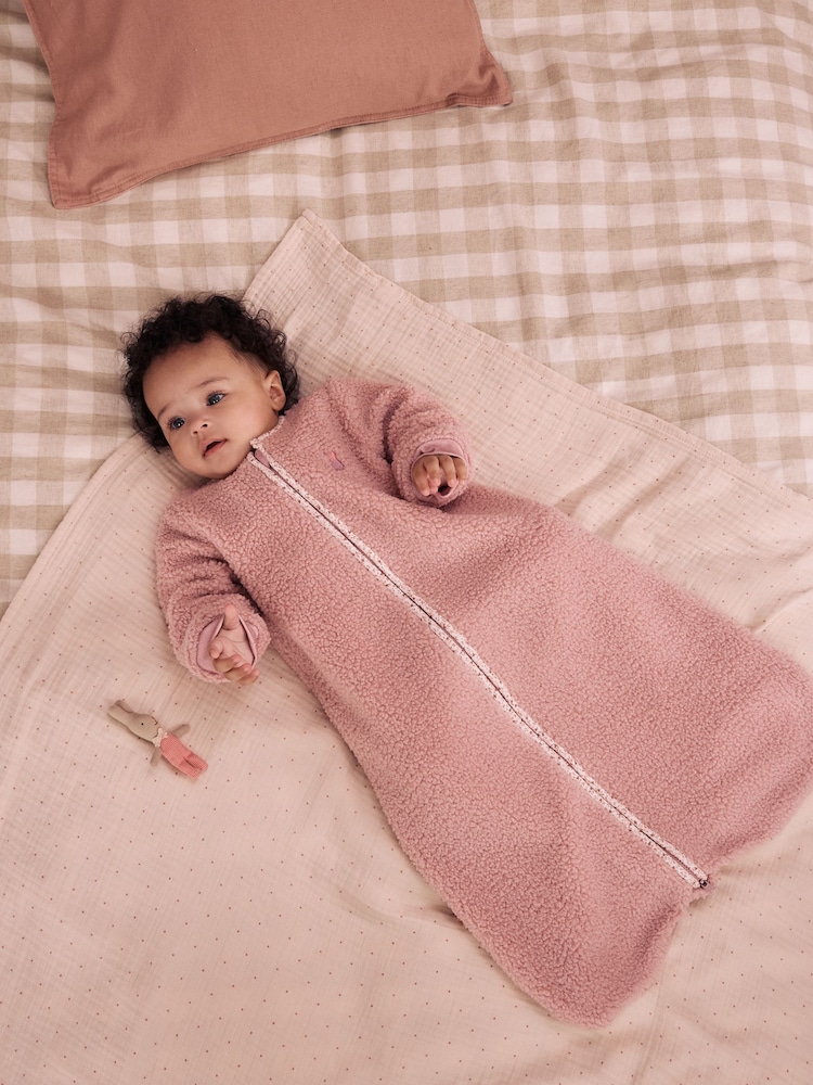 Pink Borg 2.5 Tog Fleece Baby Sleep Bag - Image 1 of 3 Pink Borg 2.5 Tog Fleece Baby Sleep Bag - Image 1 of 3