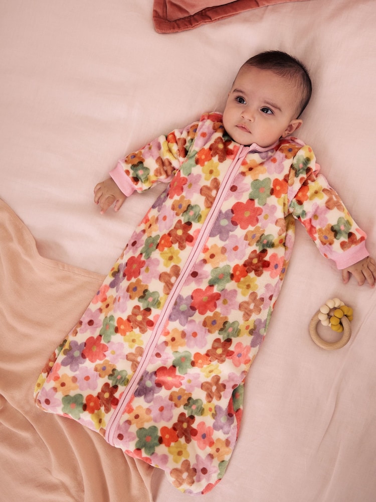 Multi Floral 2.5 Tog Fleece Baby Sleep Bag - Image 1 of 6 Multi Floral 2.5 Tog Fleece Baby Sleep Bag - Image 1 of 6