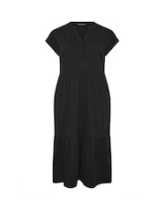 Μαύρο - Φόρεμα Evans Tiered Slub από βαμβάκι Midi - Εικόνα 5 του 5