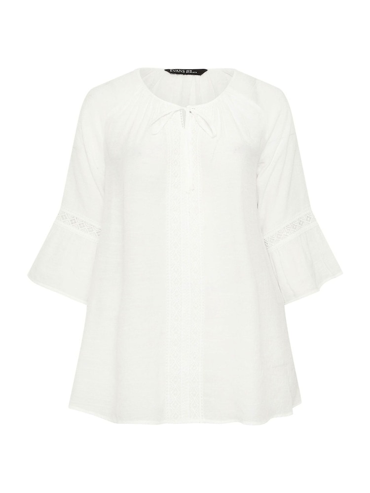 Evans White Long Sleeve Crochet Blouse - Image 2 of 2