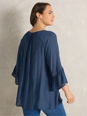 Evans Blue Long Sleeve Crochet Blouse - Image 3 of 5