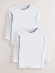White Long Sleeve Plain T-Shirts 2 Pack (3mths-7yrs) - Image 1 of 6