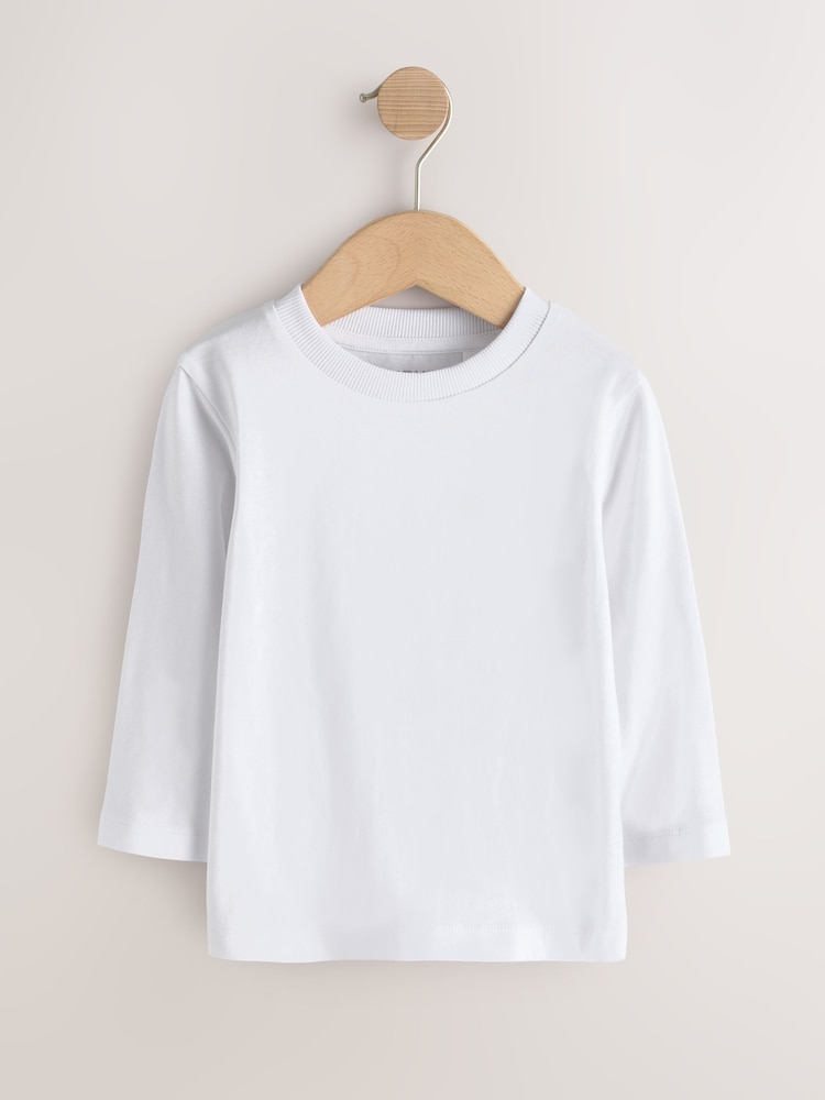 White Long Sleeve Plain T-Shirts 2 Pack (3mths-7yrs) - Image 2 of 6 White Long Sleeve Plain T-Shirts 2 Pack (3mths-7yrs) - Image 2 of 6