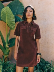 Friends Like These Burgundy Red Faux Suede Pocket A Line Mini Dress - Image 1 of 6