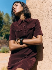 Friends Like These Burgundy Red Faux Suede Pocket A Line Mini Dress - Image 2 of 6
