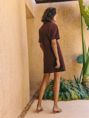 Friends Like These Burgundy Red Faux Suede Pocket A Line Mini Dress - Image 6 of 6