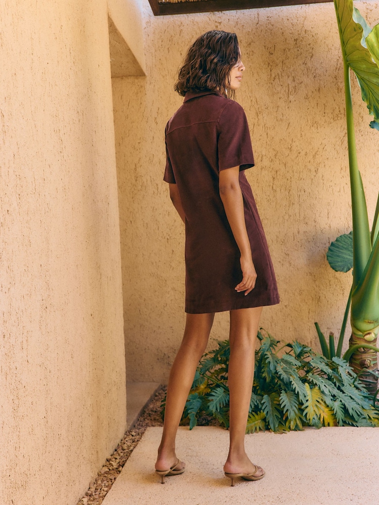 Friends Like These Burgundy Red Faux Suede Pocket A Line Mini Dress - Image 6 of 6 Friends Like These Burgundy Red Faux Suede Pocket A Line Mini Dress - Image 6 of 6