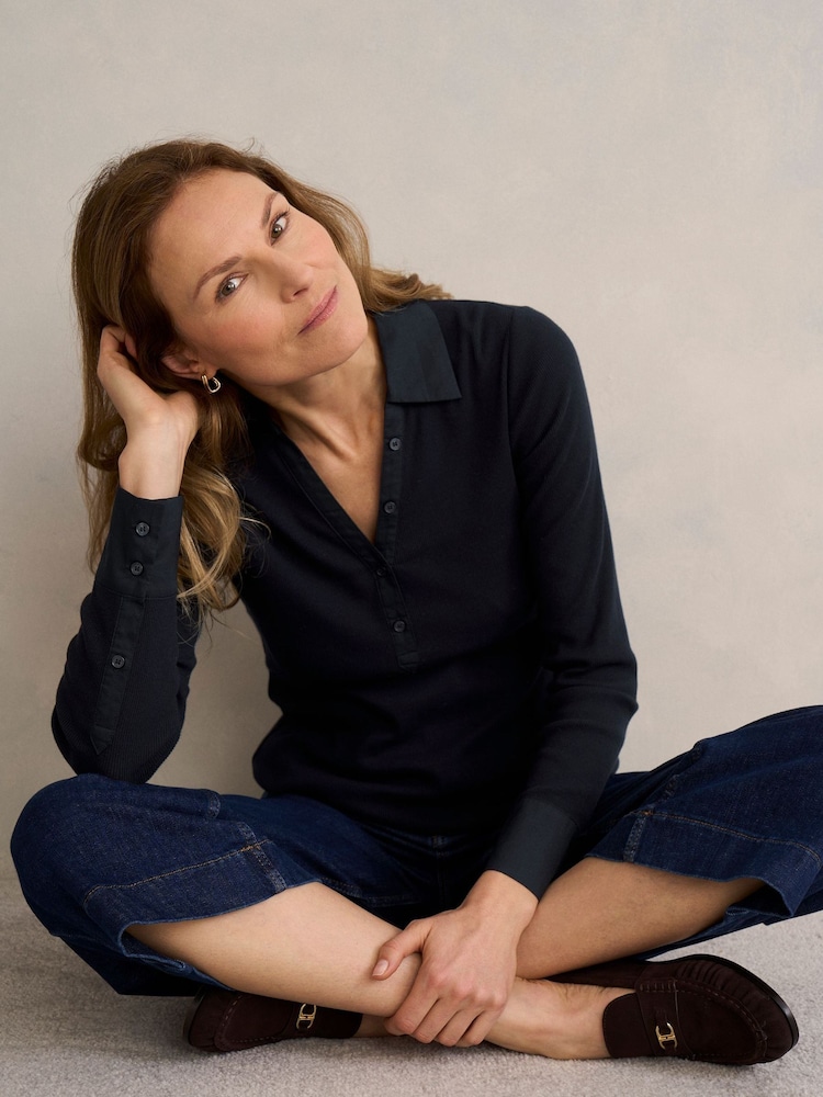 Hobbs Blue Lennox Ribbed Shirt - Image 1 of 4 Hobbs Blue Lennox Ribbed Shirt - Image 1 of 4