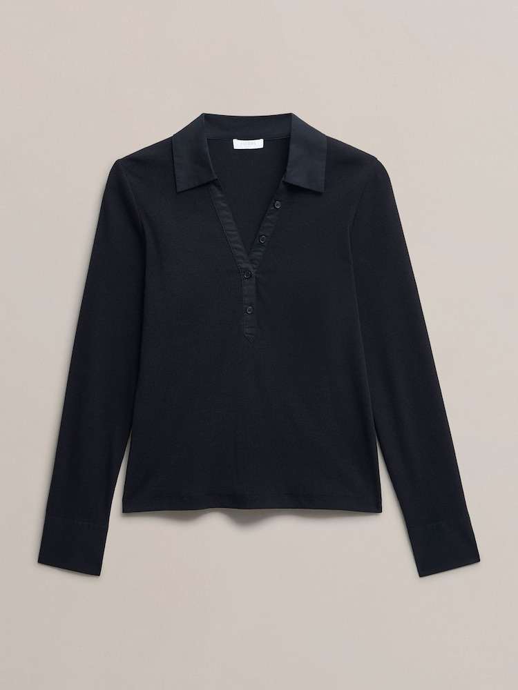 Hobbs Blue Lennox Ribbed Shirt - Image 4 of 4 Hobbs Blue Lennox Ribbed Shirt - Image 4 of 4