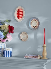 Cath Kidston Set of 3 Red/Blue Hanging Wall Plates - Image 1 of 5