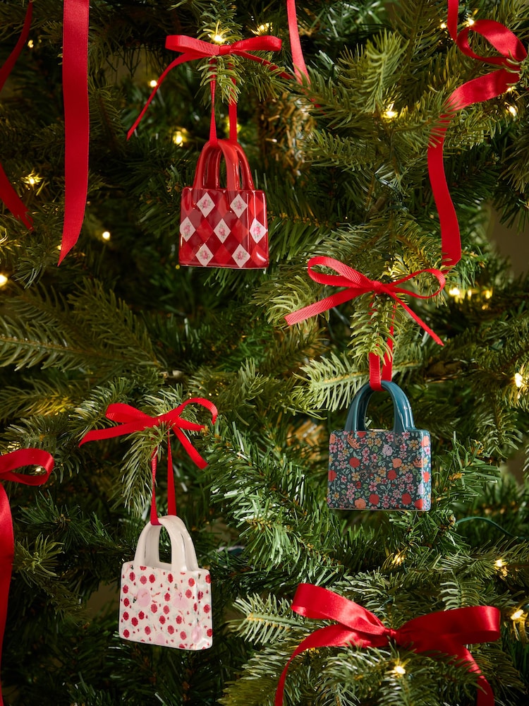 Cath Kidston Set of 3 Red/Green Handbag Decorations - Image 1 of 5