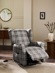 Smart Woven Check Grey Sherlock Recliner Chair - Image 2 of 15