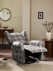 Smart Woven Check Grey Sherlock Recliner Chair - Image 3 of 15