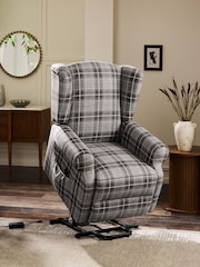 Smart Woven Check Grey Sherlock Recliner Chair - Image 4 of 15