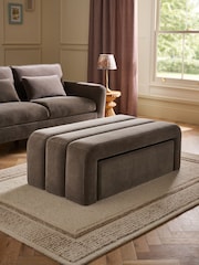Opulent Chenille Mink Brown Stella Storage Drawer Coffee Table - Image 1 of 8