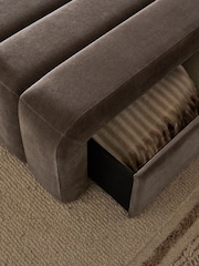 Opulent Chenille Mink Brown Stella Storage Drawer Coffee Table - Image 3 of 8
