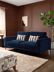 Soft Velvet Navy Blue Landon 3 Seater Sofa - Image 1 of 11