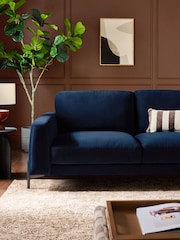 Soft Velvet Navy Blue Landon 3 Seater Sofa - Image 2 of 11