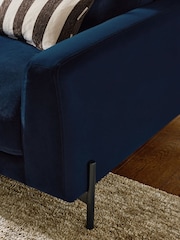 Soft Velvet Navy Blue Landon 3 Seater Sofa - Image 3 of 11