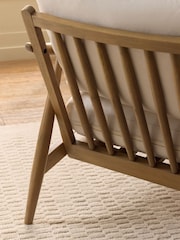 Tailored Linen Look Hamish Print Natural Hampton Wooden Accent Chair - Image 5 of 9