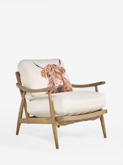 Tailored Linen Look Hamish Print Natural Hampton Wooden Accent Chair - Image 6 of 9