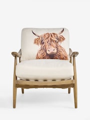 Tailored Linen Look Hamish Print Natural Hampton Wooden Accent Chair - Image 7 of 9